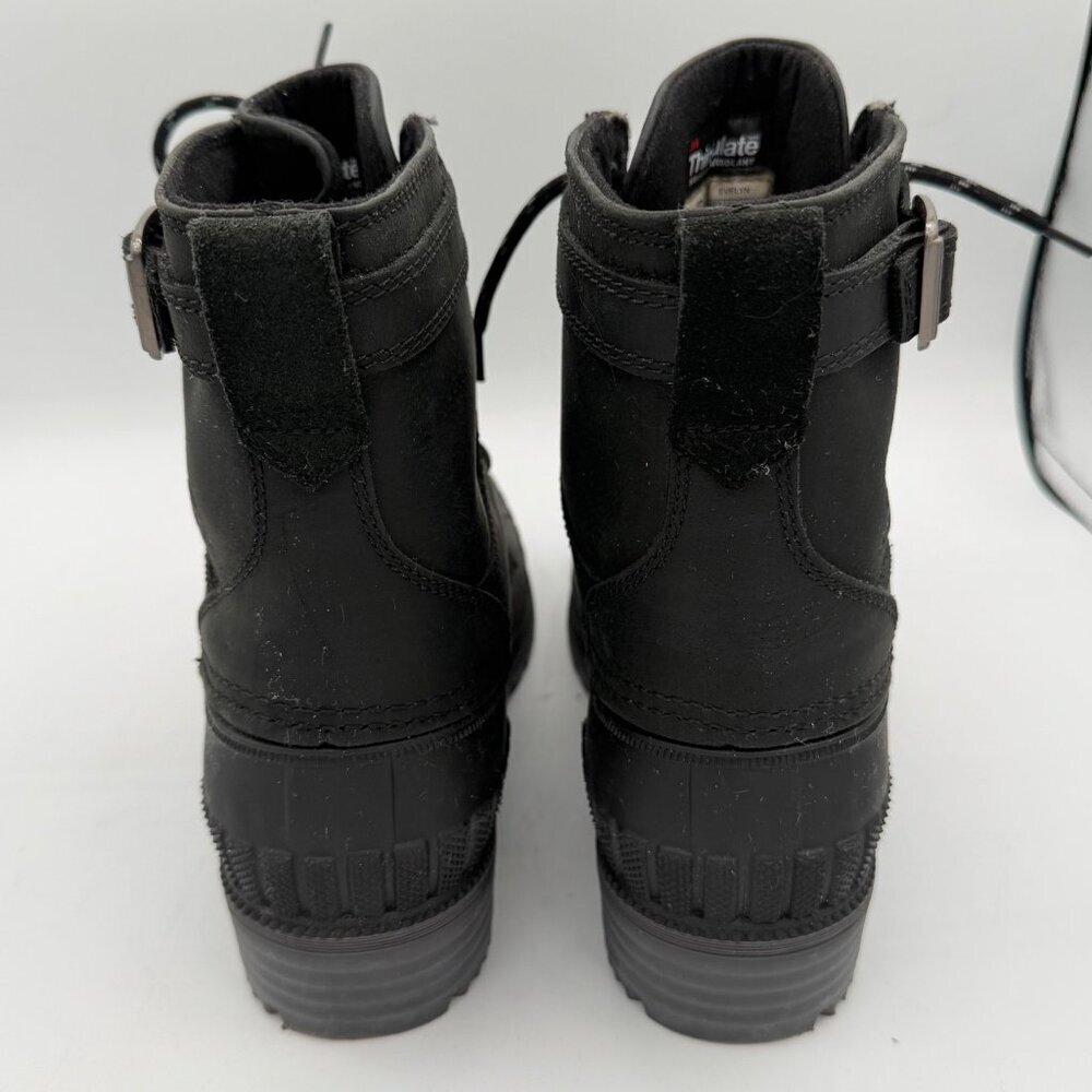 Women's sz 9 Kamik Evelyn black Leather Waterproof Insulated Duck Boots Winter - Picture 4 of 9